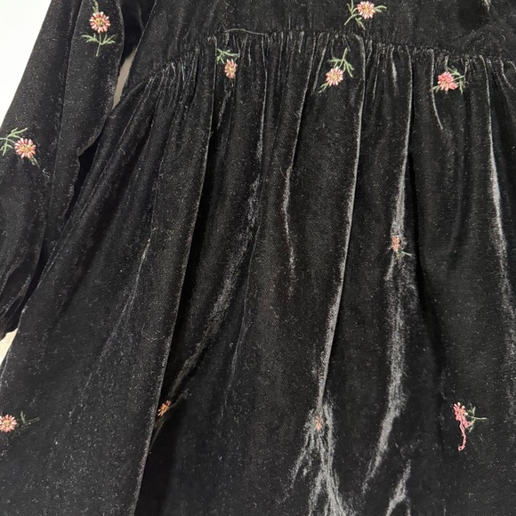 Zara baby girl velvet floral embroidered dress 12-18m - Picture 5 of 7